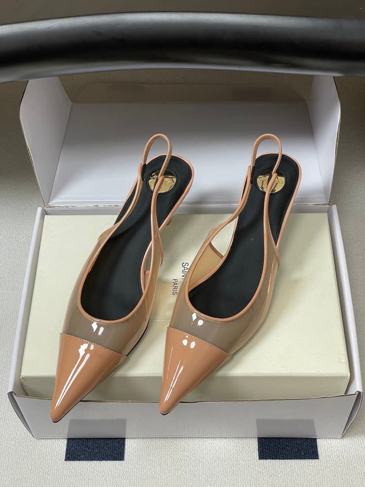 Saint Laurent Pointed PVC Slingback Sandals – 26SS in Beige
