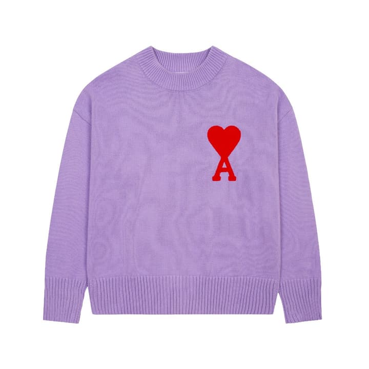 Ami Paris Classic Heart Embroidered Crewneck Sweater in Black