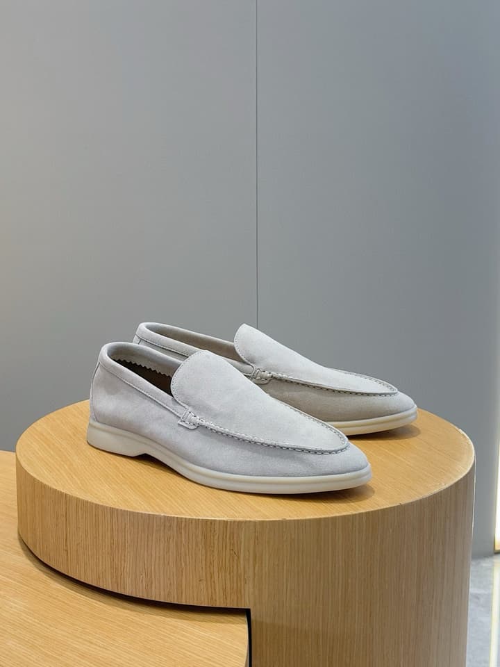 Loro Piana Italian Handmade Suede Loafers in Camel Brown Suede