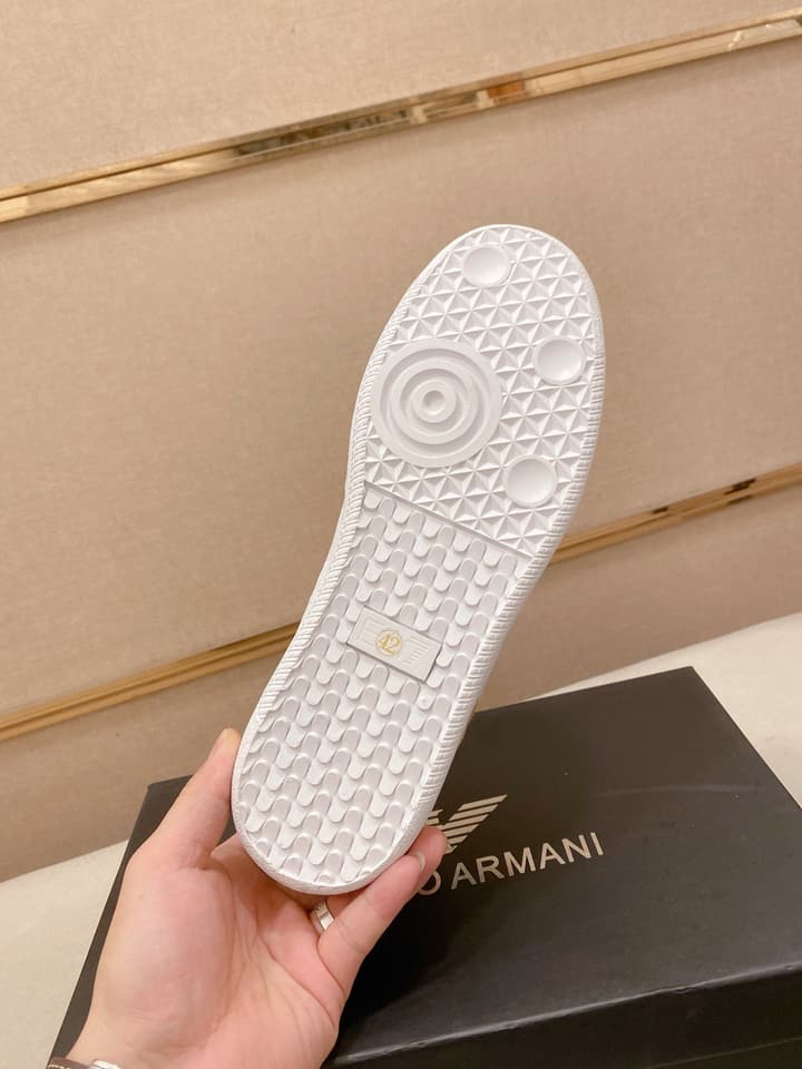 Armani Italian Leather Luxury Sneakers – New Collection in Bright Red
