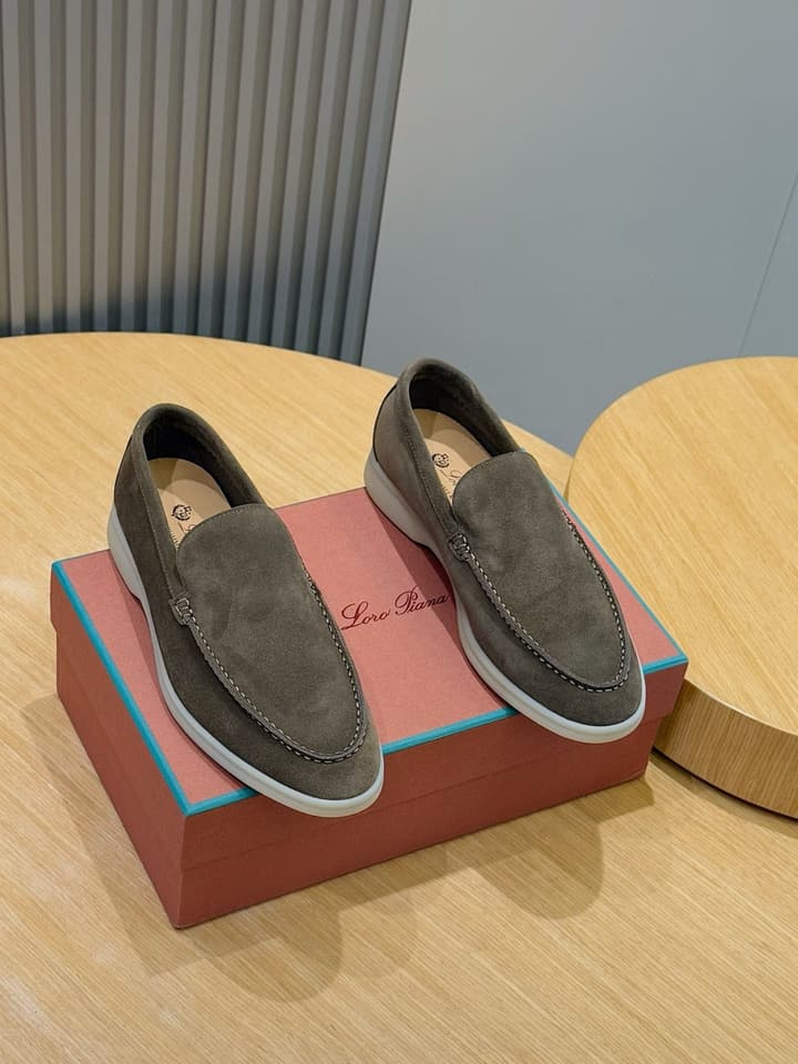 Loro Piana Italian Handmade Suede Driving Shoes in Black Suede