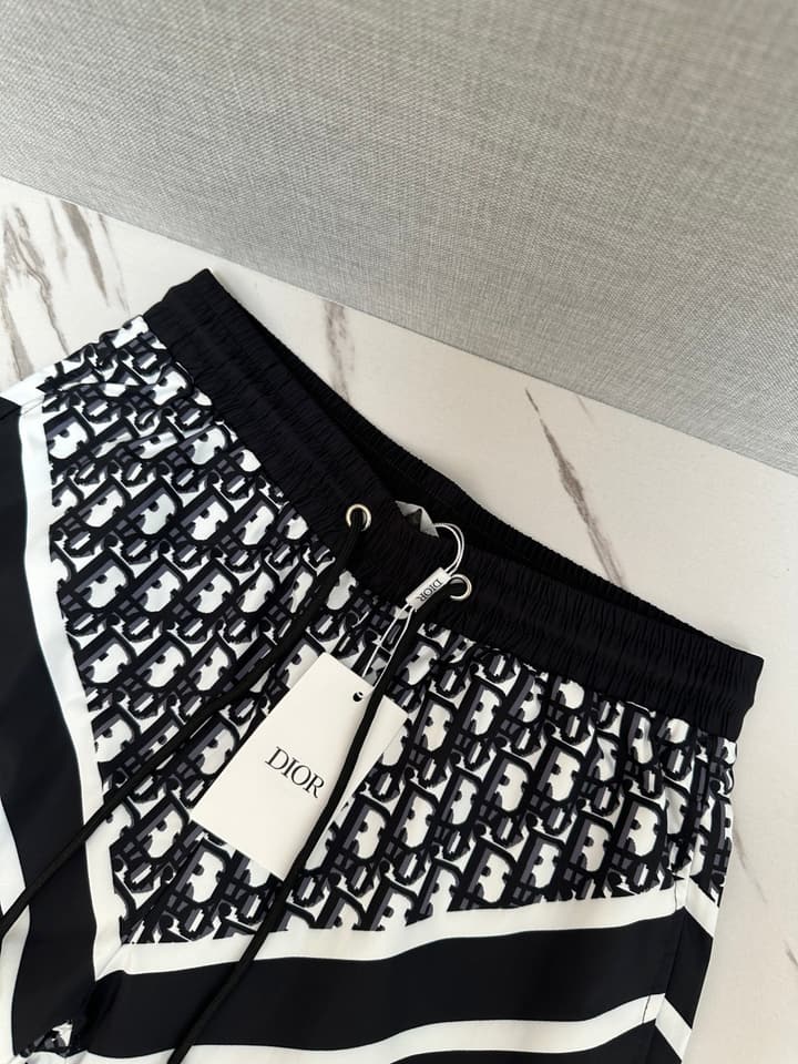 Dior Men's Casual Beach Shorts – 2025SS Collection in Black Dior Band Monogram