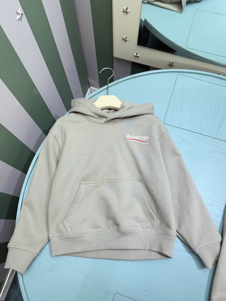 Balenciaga Kids Hooded Sweatshirt Set – 2025FW – Kids Collection in Light Taupe Set