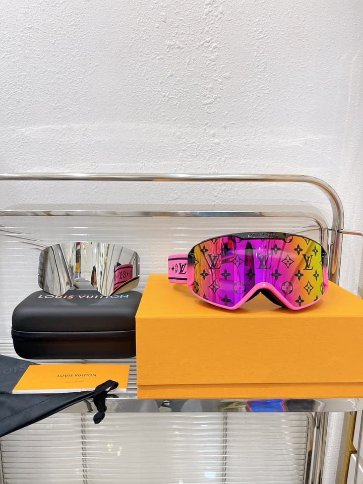 Louis Vuitton Ski Goggles in Blue Iridescent Lens With Red Frame