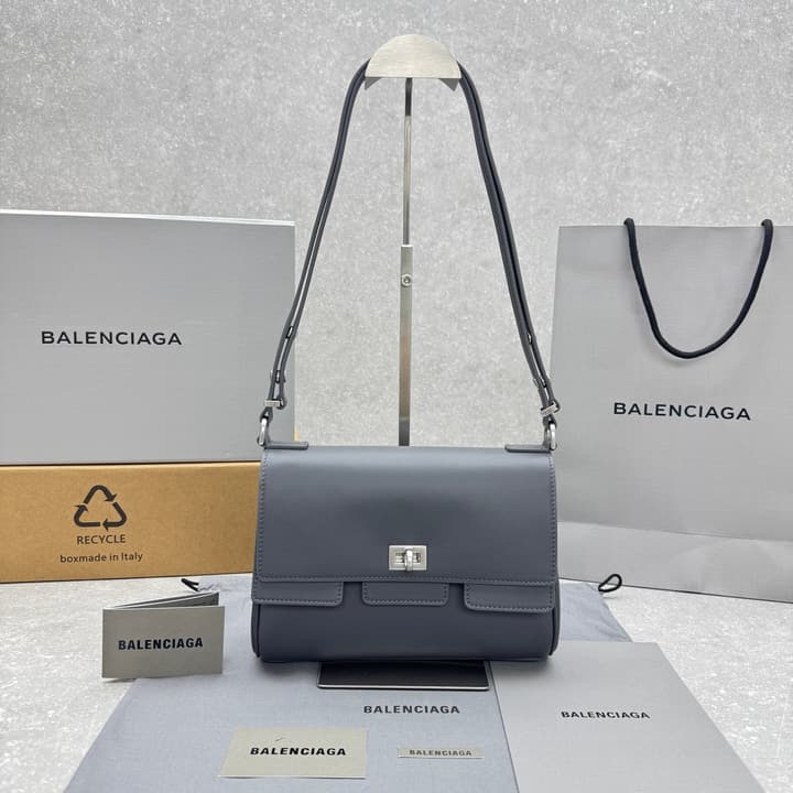 Balenciaga Bel Air Flap Small Leather Bag in Grey
