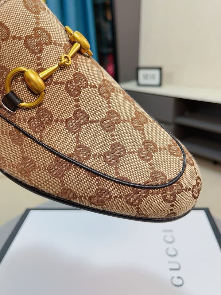 Gucci Calfskin Slip-On Loafers in Beige Monogram