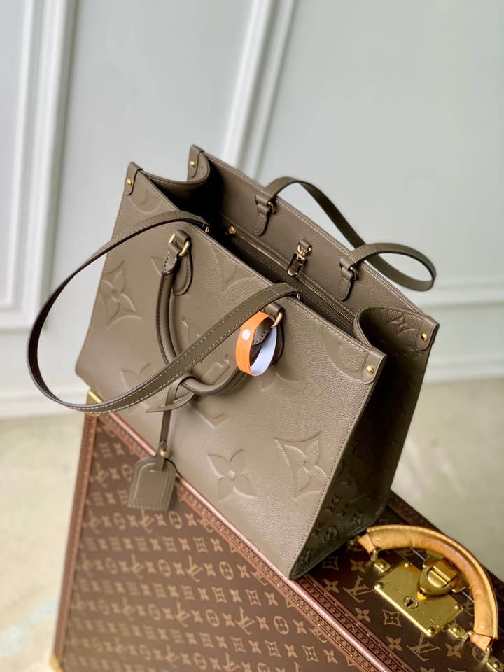 Louis Vuitton Onthego Monogram Tote in Taupe Monogram Empreinte