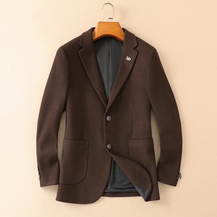 Hermès Men's Wool Houndstooth Blazer – 2025FW in Dark Charcoal Gray
