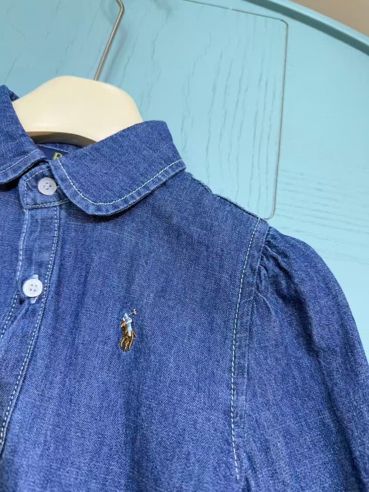 Ralph Lauren Kids Denim Shirt Dress – 2025SS – Kids Collection in Medium Blue Denim