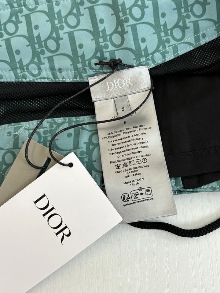 Dior Oblique Print Beach Shorts – Spring/Summer Collection – 25SS in Light Blue Oblique
