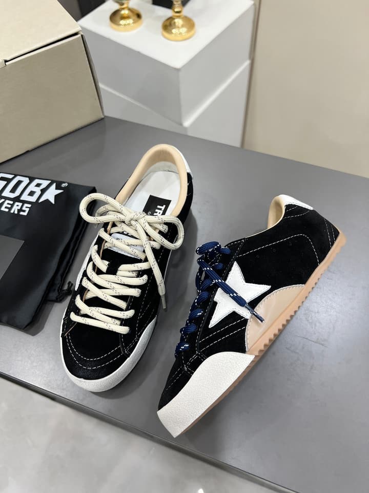 Golden Goose GGDB Star Distressed Sneakers in Black Suede