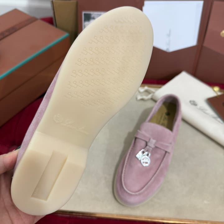 Loro Piana Summer Charms Walk Loafers – Kids Collection in Dusty Lavender Pink