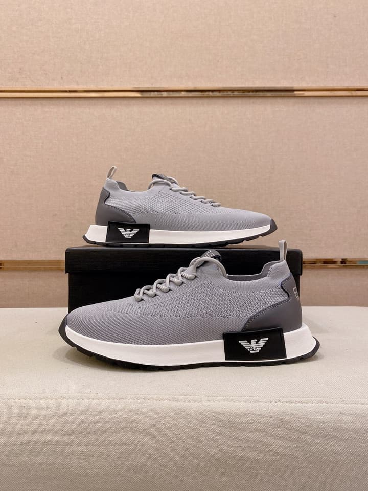 Armani Official Synchronized Knit Sneakers in Dark Grey Knit