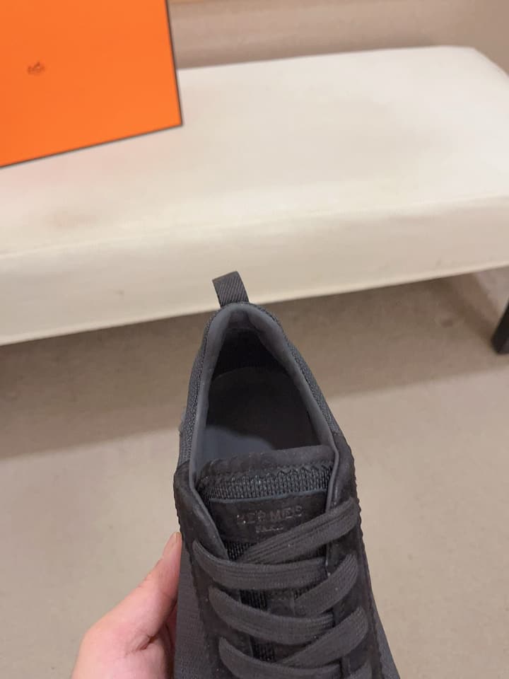 Hermès Men's Classic Driving Shoes in Charcoal With Blue Sole