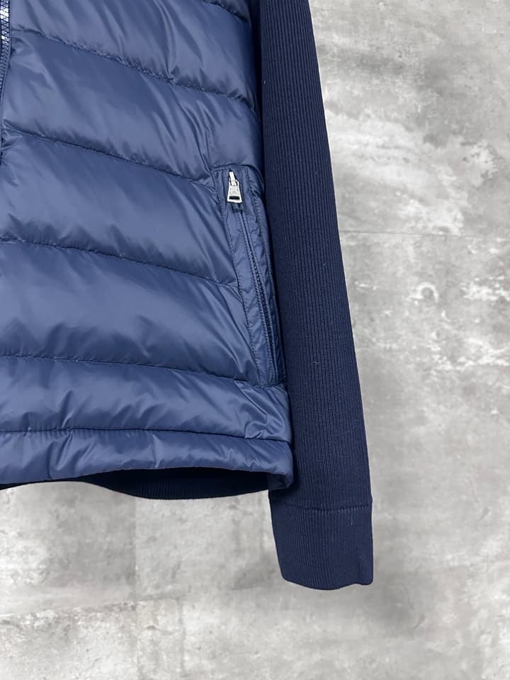 Moncler Hooded Wool Knit Spliced Down Jacket – Early Autumn Collection in Black