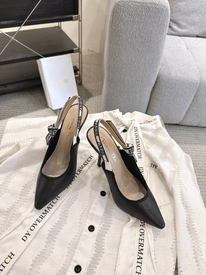 Dior J'Adior Patent Leather Kitten Heel Sandals in Classic Black Smooth Leather