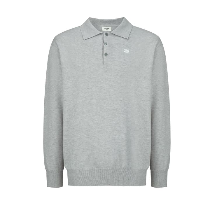 Celine Embroidered Triomphe Knit Polo in Classic Black