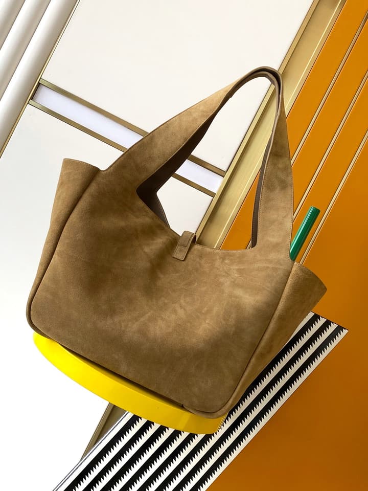 Saint Laurent BEA Deerskin Tote Bag in Antique Gold