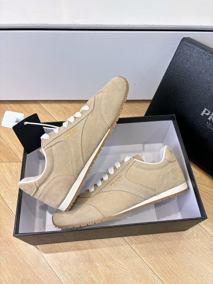 Prada FW25 German Training Shoes in Dark Brown Suede
