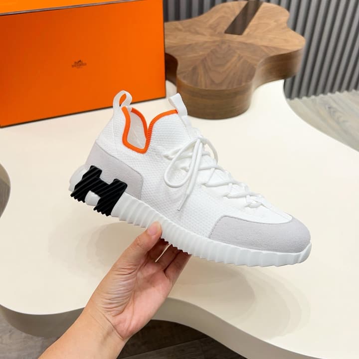 Hermès Men's Casual Sport Sneakers in All Black Knit