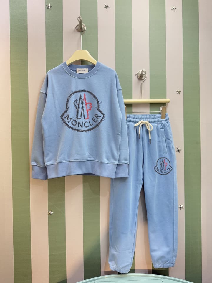 Moncler Kids Crewneck Tracksuit Set – Kids Collection – 2025FW in Light Blue Set