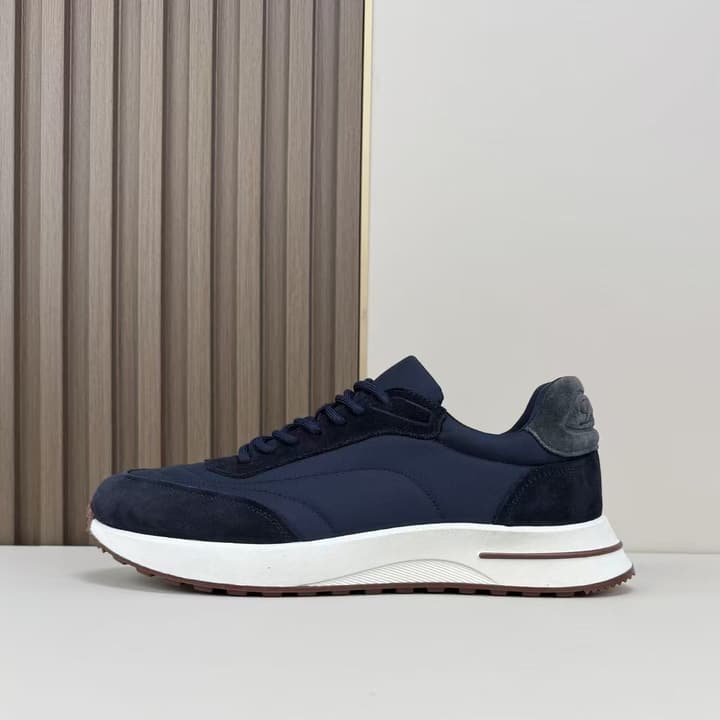 Loro Piana Men's Classic Jogging Sneakers in Black Suede