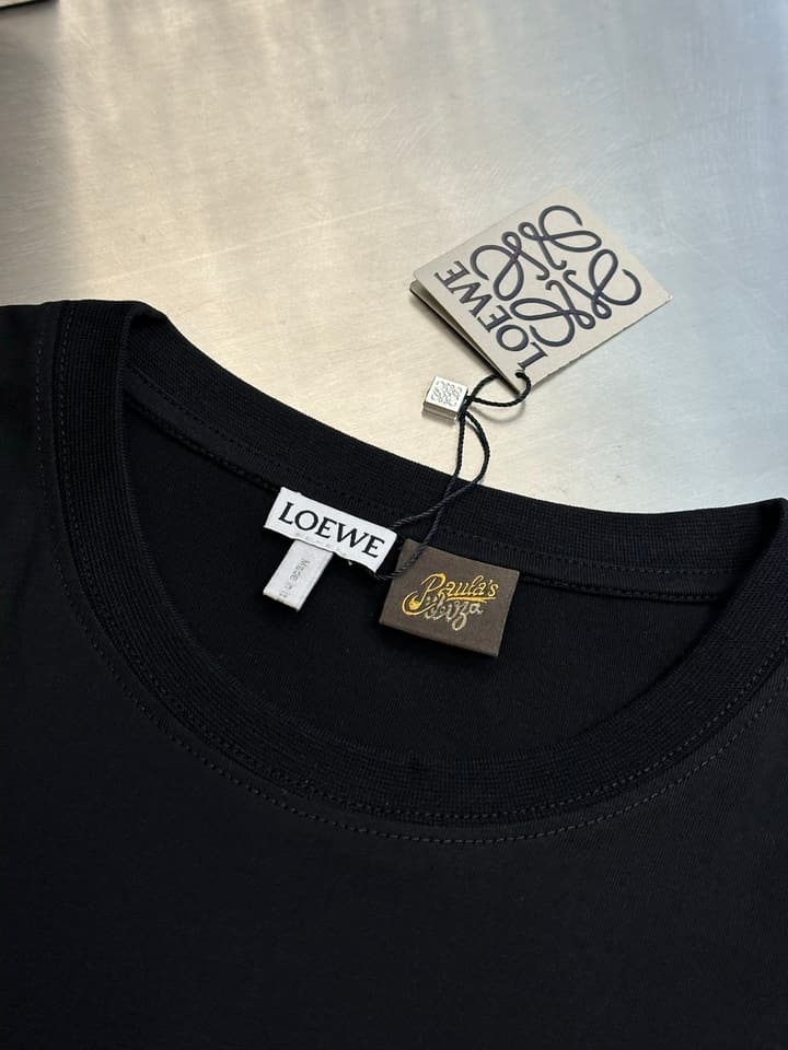 Loewe Double Anagram Embroidery Crewneck T-Shirt in Black