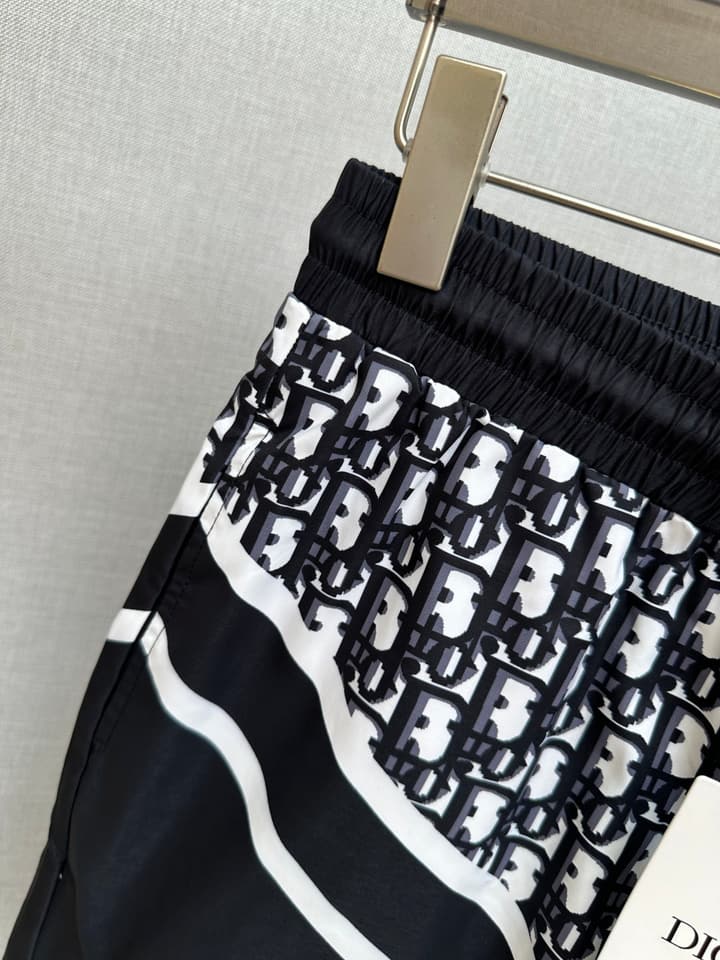 Dior Men's Casual Beach Shorts – 2025SS Collection in Black Dior Band Monogram