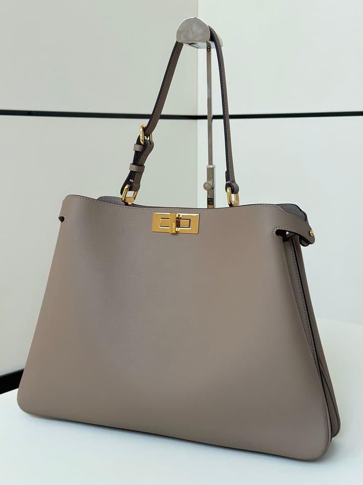 Fendi Peekaboo Iconic Large Handbag in Deep Burgundy Calfskin
