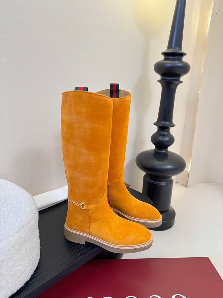 Gucci Runway Velvet Boots in Black Suede