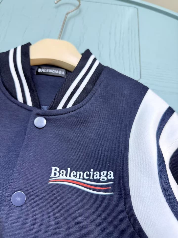 Balenciaga Baseball Bomber Jacket – Kids Collection – 2025 AW in Navy Blue With White Accents