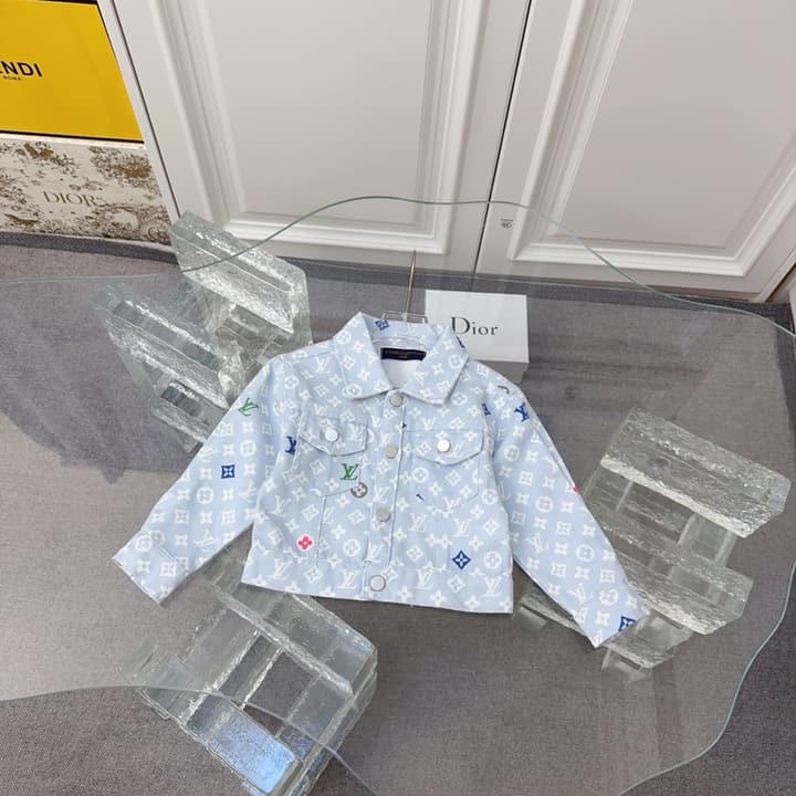 Louis Vuitton Sibling Matching Apparel Set – Kids Collection in Light Blue Denim Brother Set (shirt & Pants)