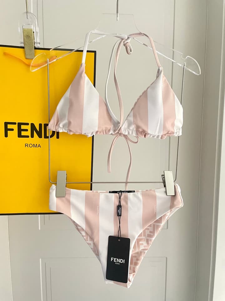 Fendi Versatile One-Piece Bikini Swimsuit in Brown Ff Logo Bikini