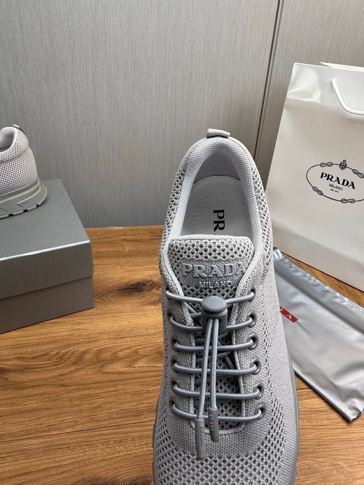 Prada Men's High-Quality Sneakers in Light Grey