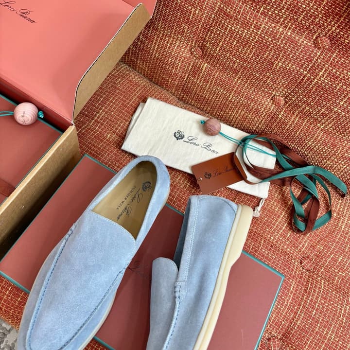 Loro Piana Suede Loafers in Dark Blue