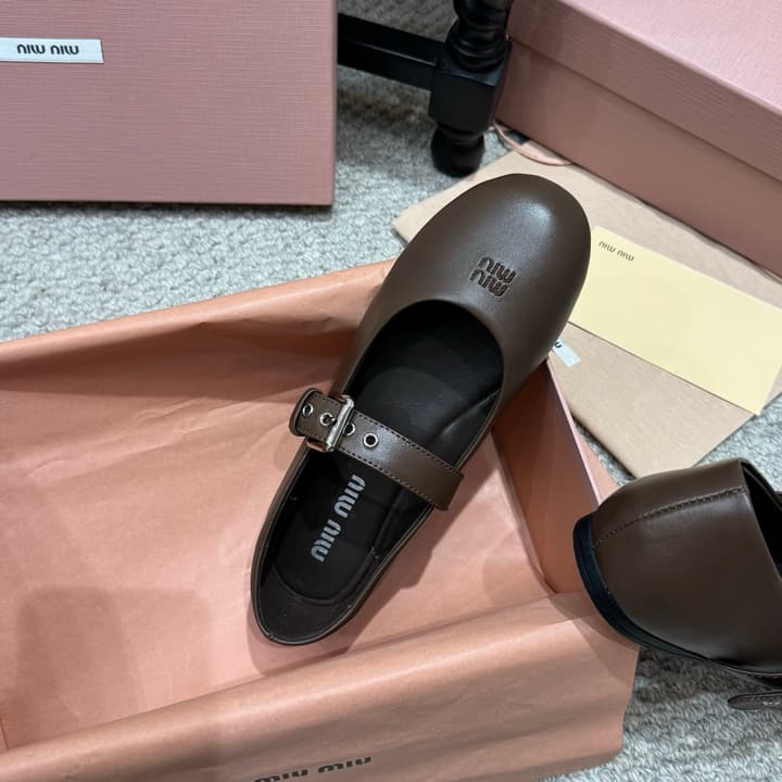 Miu Miu Pointed-Toe Mary Jane Ballet Flats – 2026 Runway Collection