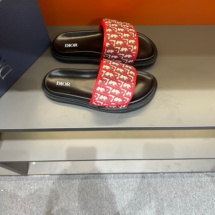 Dior Luxury Slides in Black Textured
