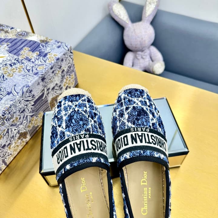 Dior Granville Embroidered Espadrille Flats in Beige/brown Oblique Pattern
