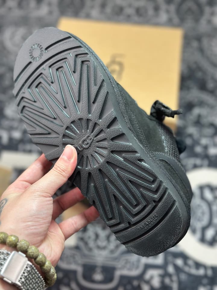 UGG Lowmel Sheepskin Snow Boots in Triple Black Suede