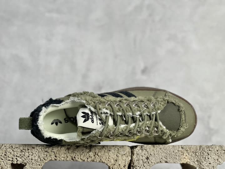 Adidas Originals x Song For The Mute Campus 80S Distressed Canvas Shell-Toe Sneakers in Distressed Olive Green 1