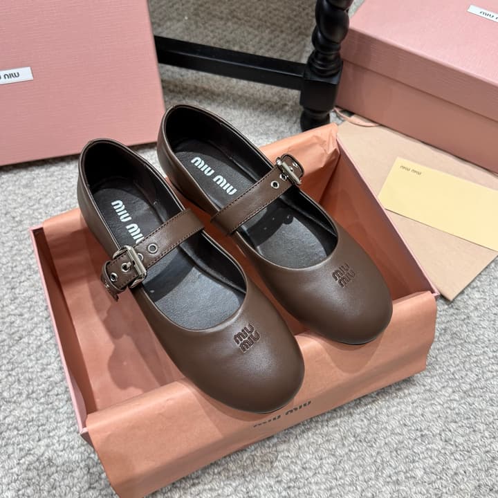 Miu Miu Pointed-Toe Mary Jane Ballet Flats – 2026 Runway Collection