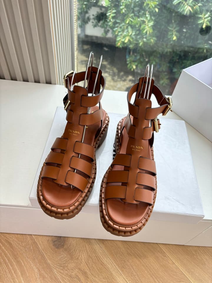 Prada 2025 Spring/Summer Cage Sandals in Black