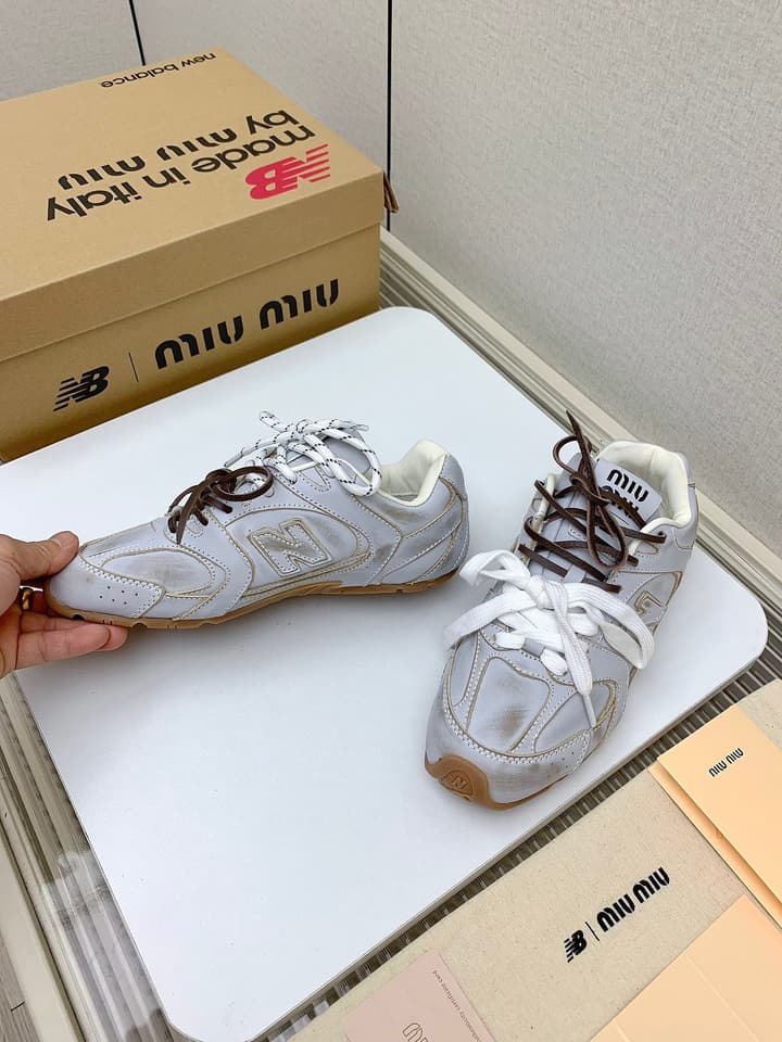 Miu Miu x New Balance Collaboration Runway Sneakers – 2024 in Distressed Grey