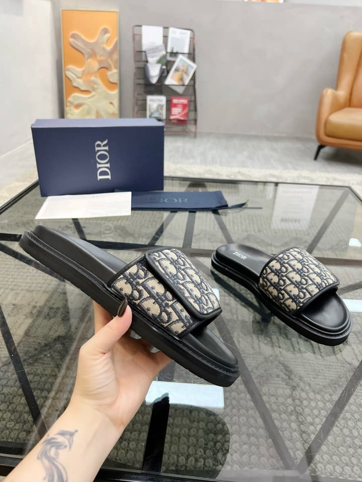 Dior Luxury Slides in Black Textured