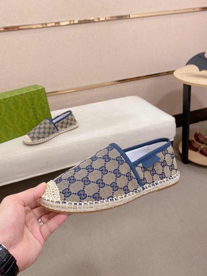 Gucci Men's Slip-On Loafers in Blue Monogram