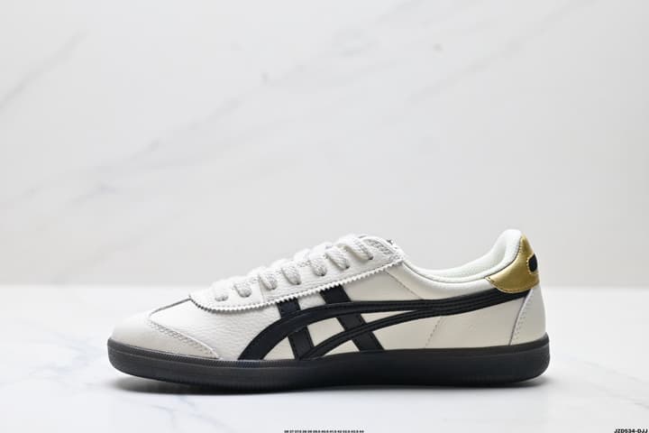 Asics Onitsuka Tiger Tokuten Retro Low-Top Sneakers in Cream Upper With Black Stripes And Black Sole