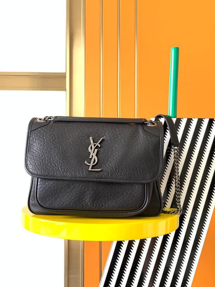 Saint Laurent Niki Medium Flap Bag in Cream Leather