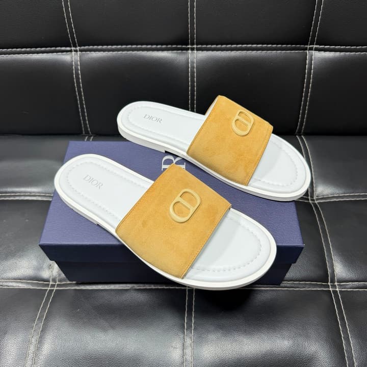 Dior Men's Pebbled Leather and Suede Slides – Spring/Summer Collection 2025 in Black Pebbled Leather Cross Strap