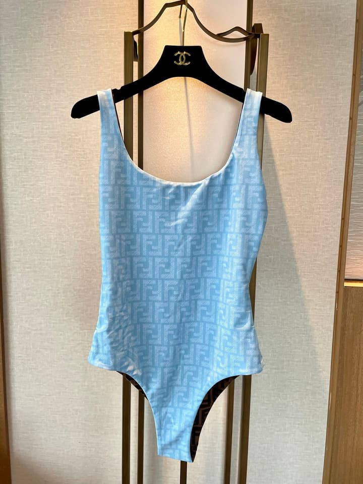 Fendi One-Piece Swimsuit in Brown Ff Monogram
