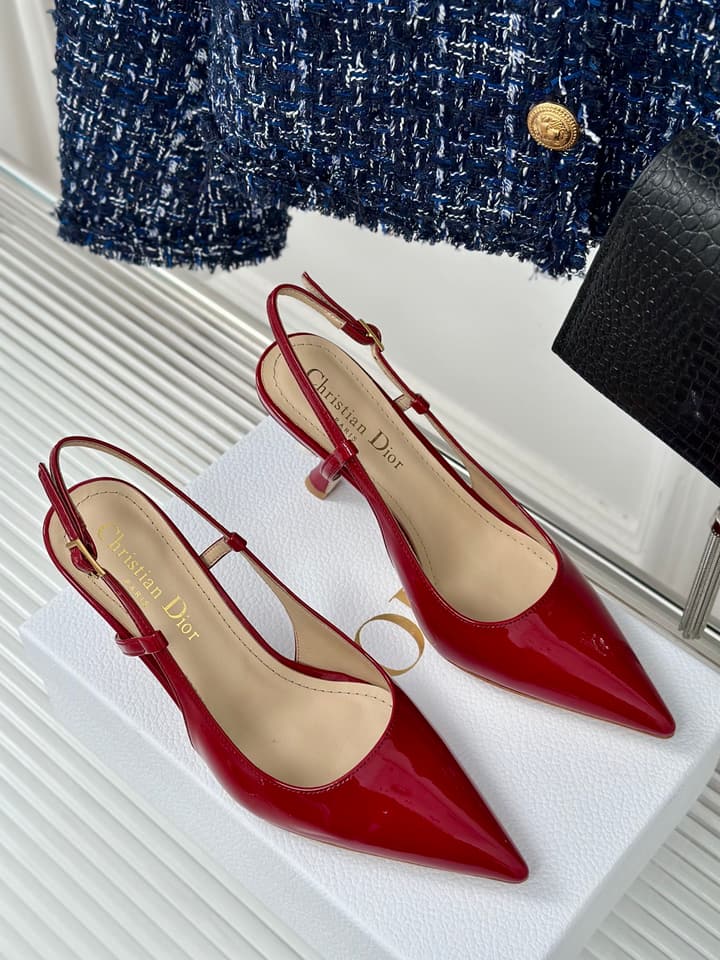 Dior Pearl Heel Pointed-Toe Slingback Mules – Spring/Summer Collection – 2024 in Black Leather